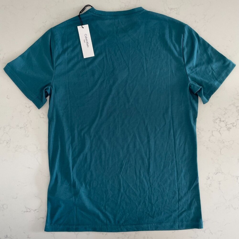 Calvin Klein Golf SS Crew Nk 100% Polyester CK Logo Tech T Shirt Teal Green Sz S - Picture 4 of 12